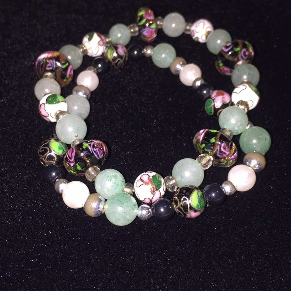 2 ornate glass beaded bracelets